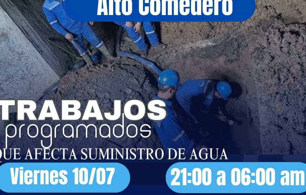 En Alto Comedero:  Interrupción del suministro de agua potable 