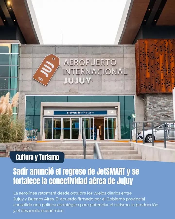 Sadir anunció el regreso de JetSMART y se fortalece la conectividad aérea de Jujuy